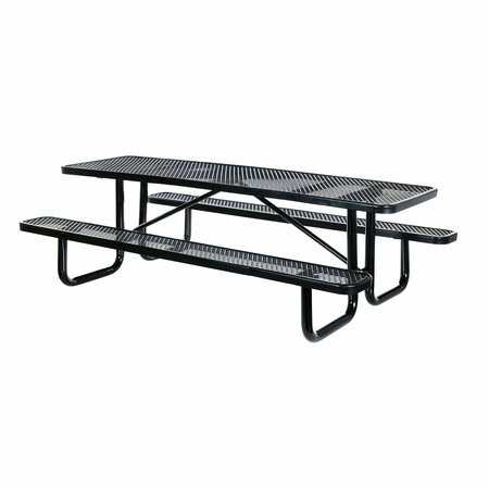 VESTIL Metal Rectangle Picnic Table, 72", Black PT-MX-3072-BK